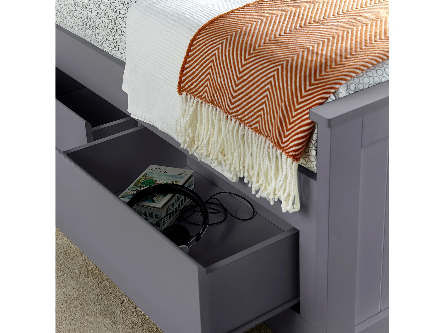 Enzo Grey Wooden 3 Drawer Bookcase Bed Single