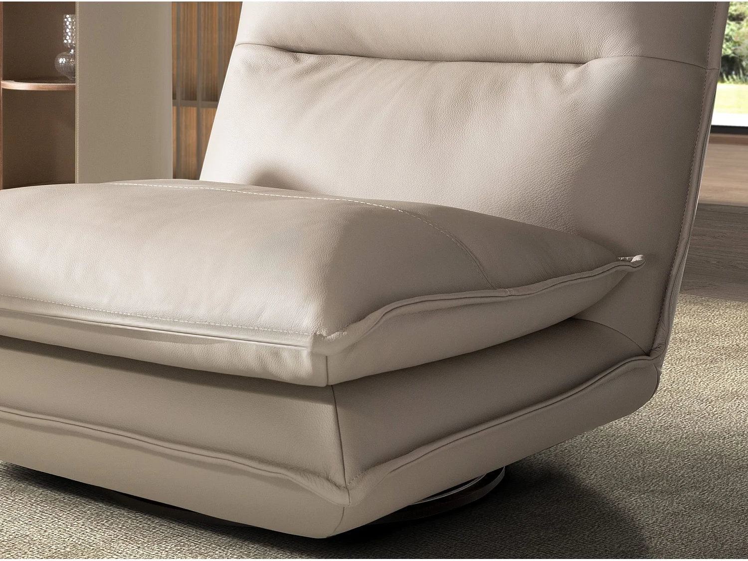 Fauteuil pivotant en cuir gris taupe 5244 ANGEL CERDA