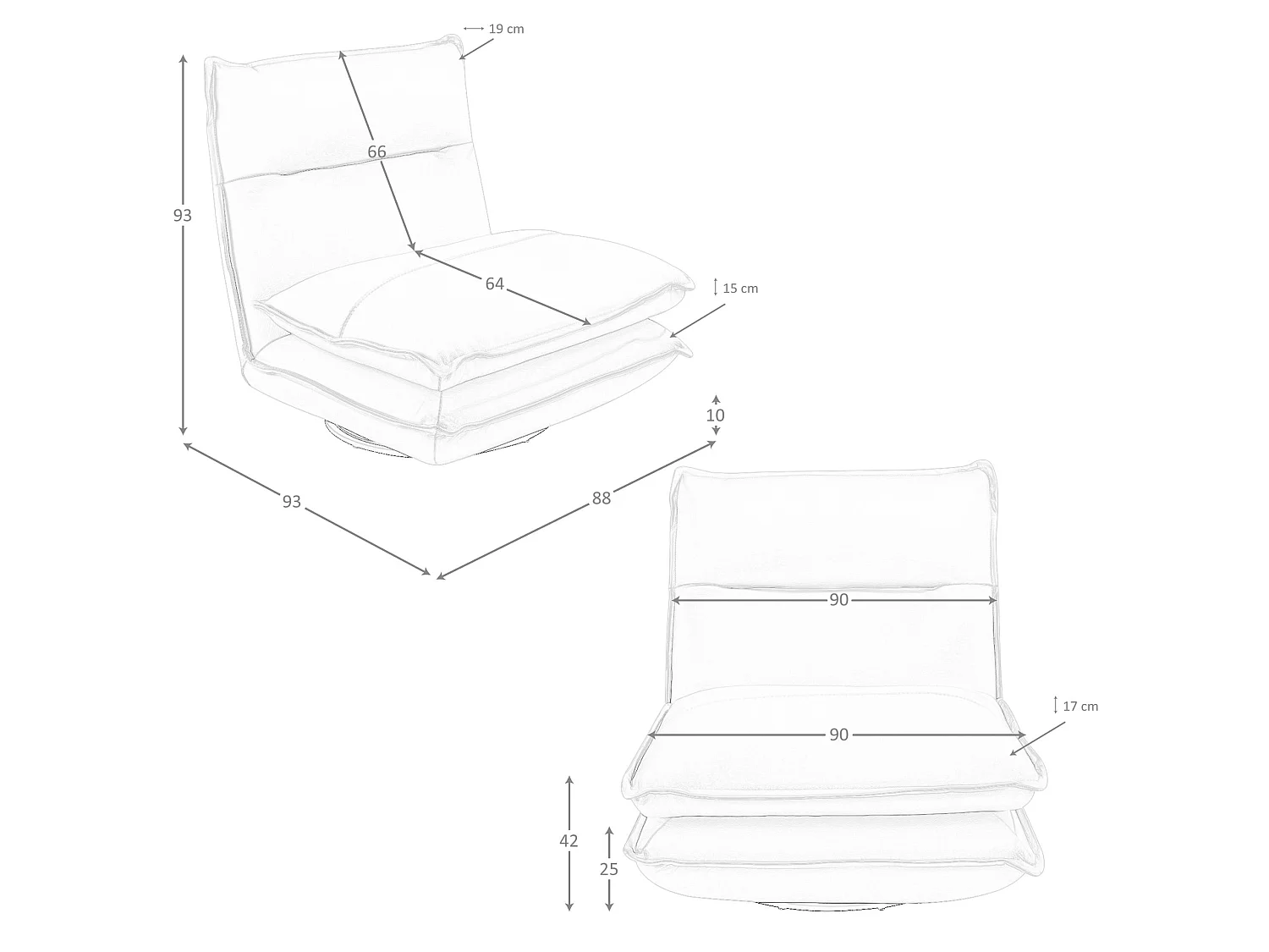 Fauteuil pivotant en cuir gris taupe 5244 ANGEL CERDA