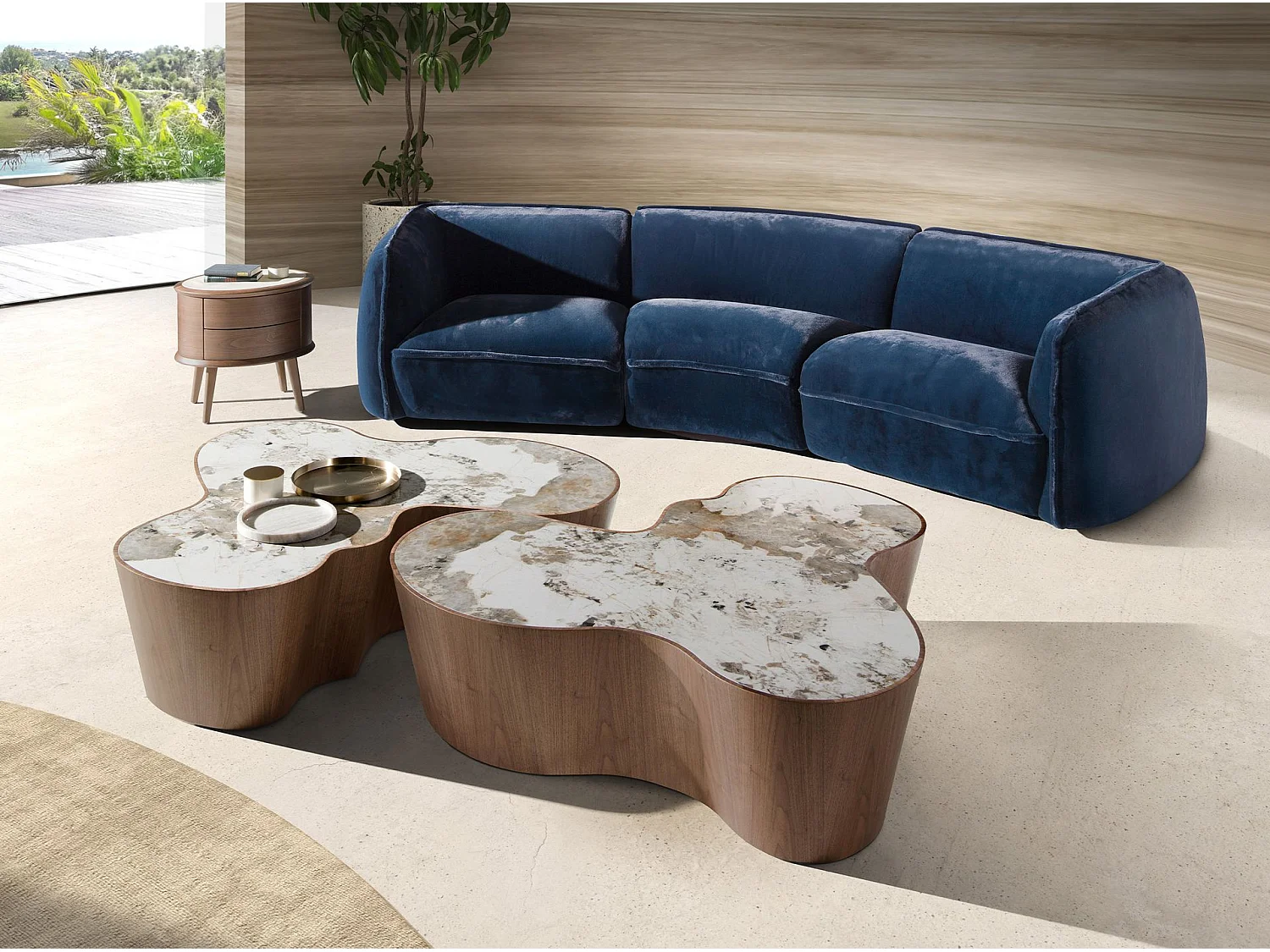 3-Sitzer-Sofa aus dunkelblauem Samt 6372 ANGEL CERDA