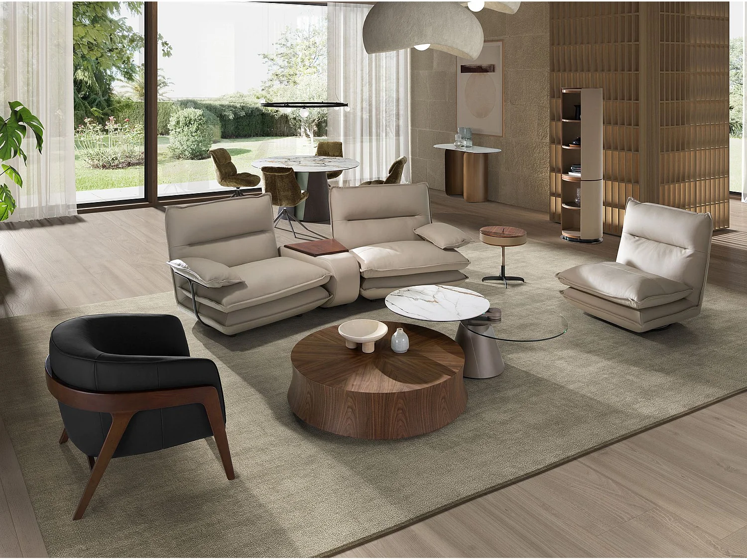 Canapé 2 places en cuir gris taupe 6371 ANGEL CERDA