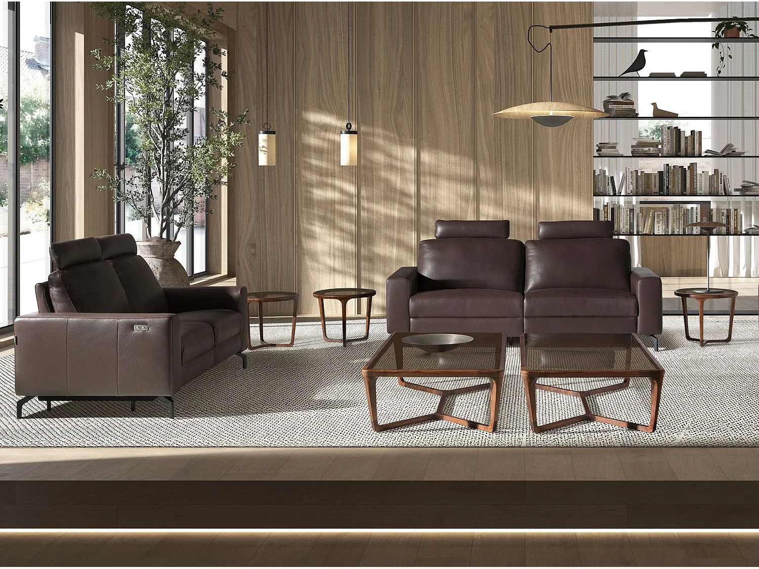 2-osobowa sofa relaksacyjna ze skóry w kolorze czekoladowego brązu 6368 ANGEL CERDA