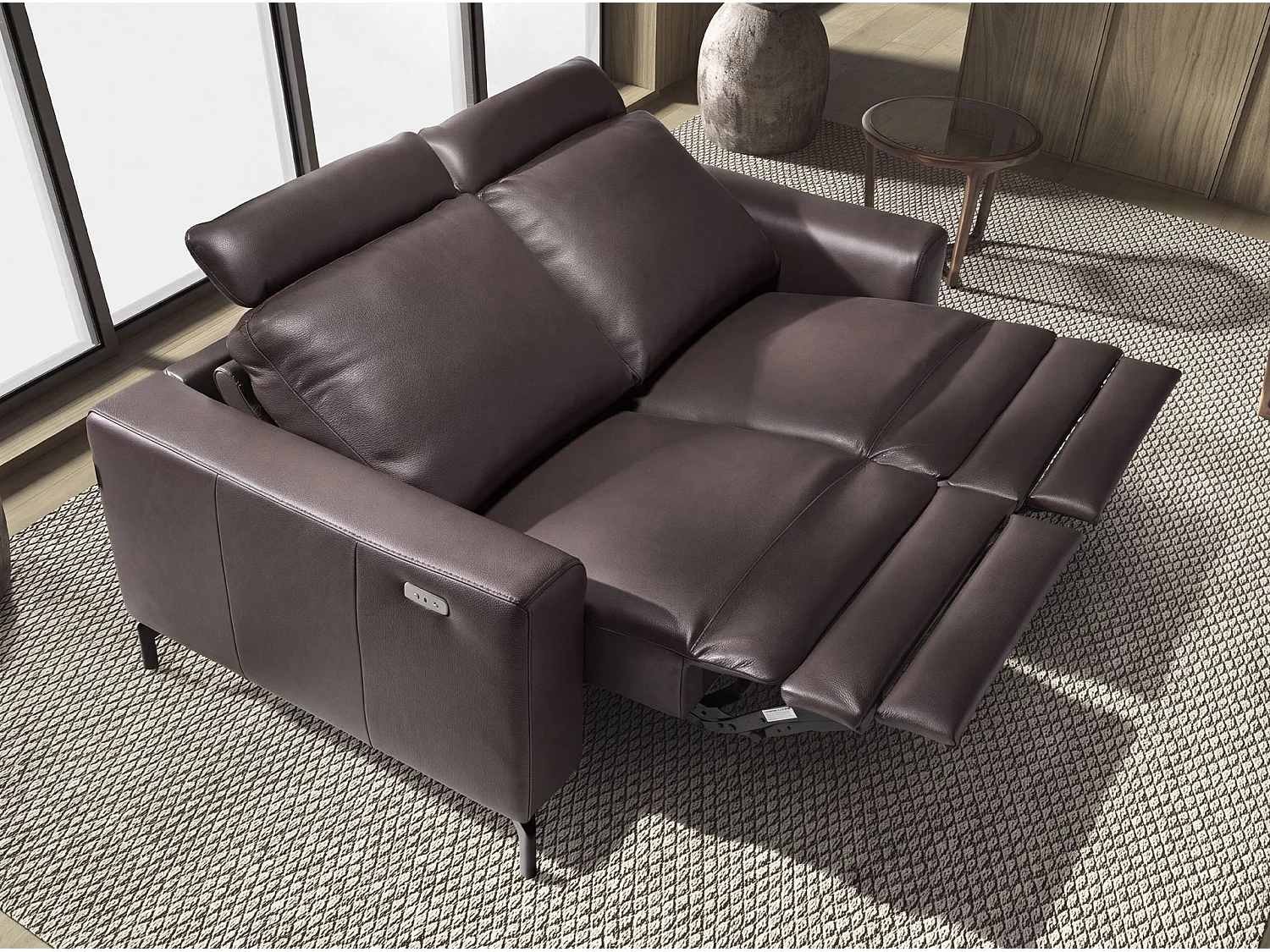 2-osobowa sofa relaksacyjna ze skóry w kolorze czekoladowego brązu 6368 ANGEL CERDA