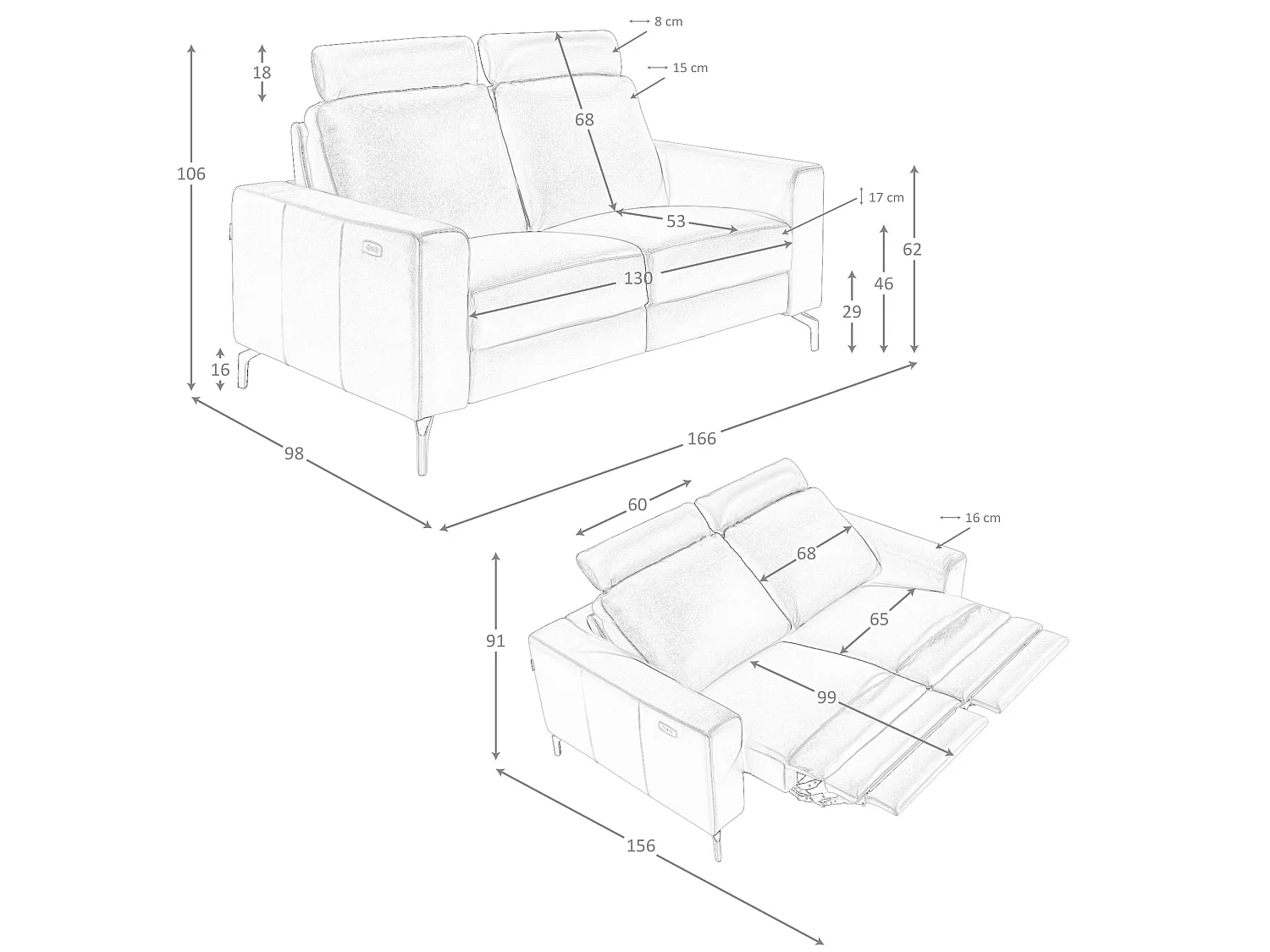 2-osobowa sofa relaksacyjna ze skóry w kolorze czekoladowego brązu 6368 ANGEL CERDA