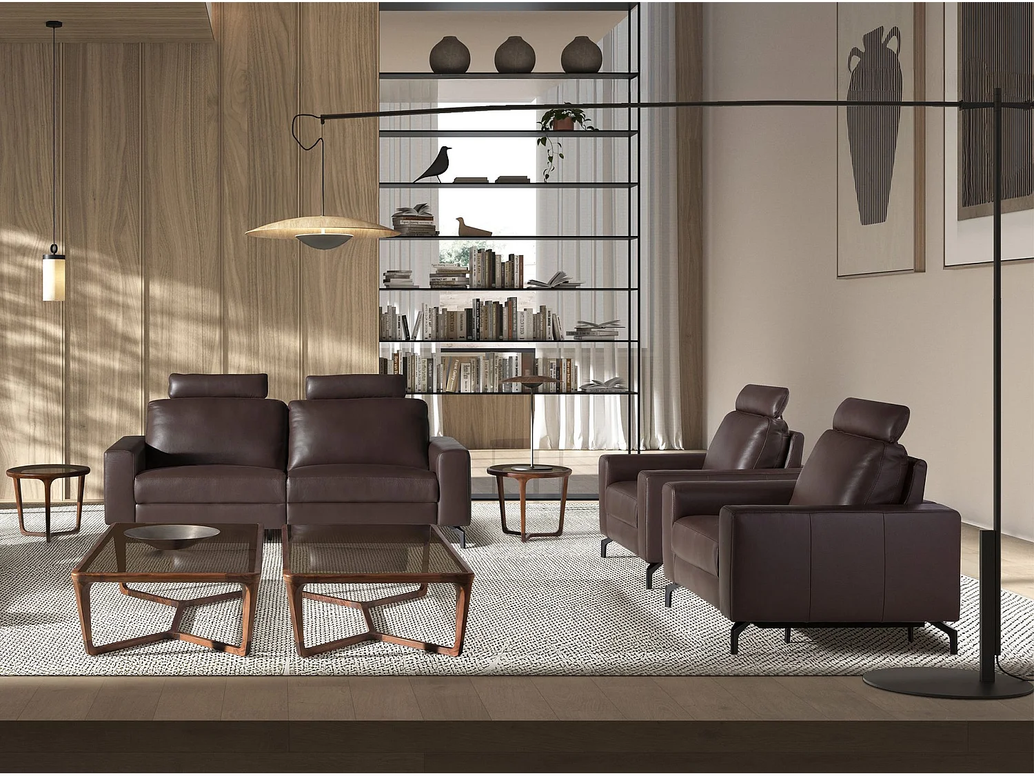 3-osobowa sofa relaksacyjna ze skóry w kolorze czekoladowego brązu 6366 ANGEL CERDA