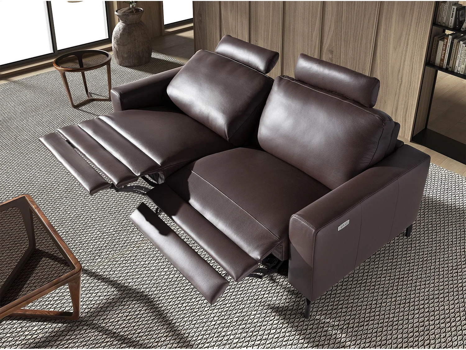 3-osobowa sofa relaksacyjna ze skóry w kolorze czekoladowego brązu 6366 ANGEL CERDA