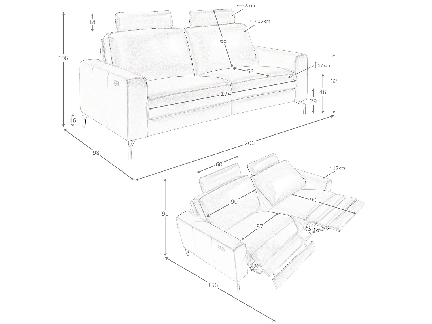 3-osobowa sofa relaksacyjna ze skóry w kolorze czekoladowego brązu 6366 ANGEL CERDA