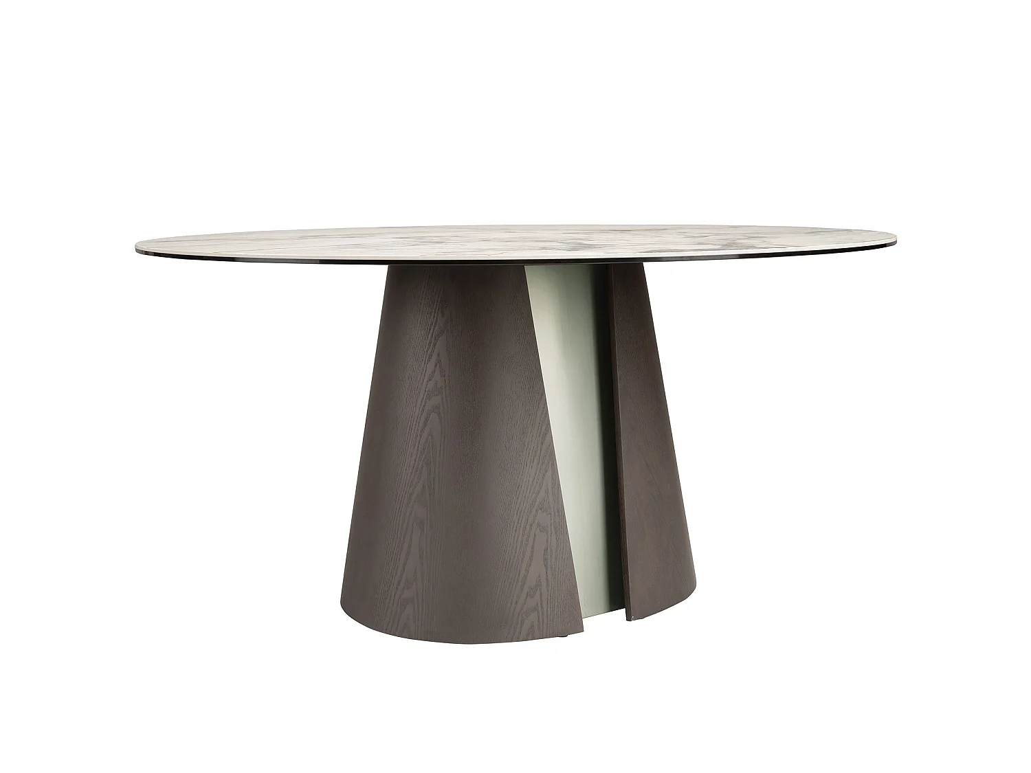 Table de salle à manger ronde en marbre céramique, chêne cendré foncé et bois couleur argent 1201 ANGEL CERDA