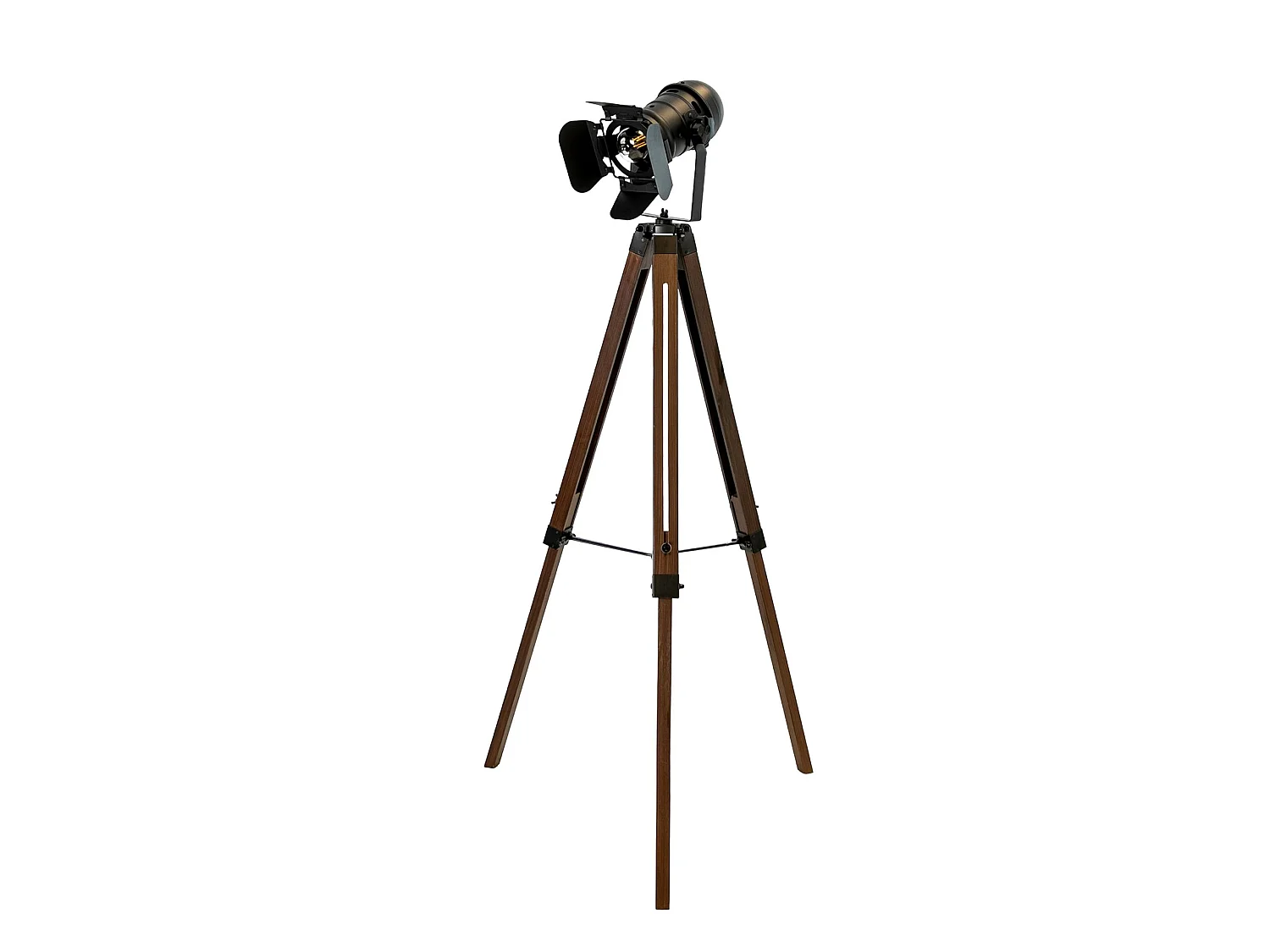 Lampadaire en acier noir et bois de pin couleur noyer 8109 THE LUMINE