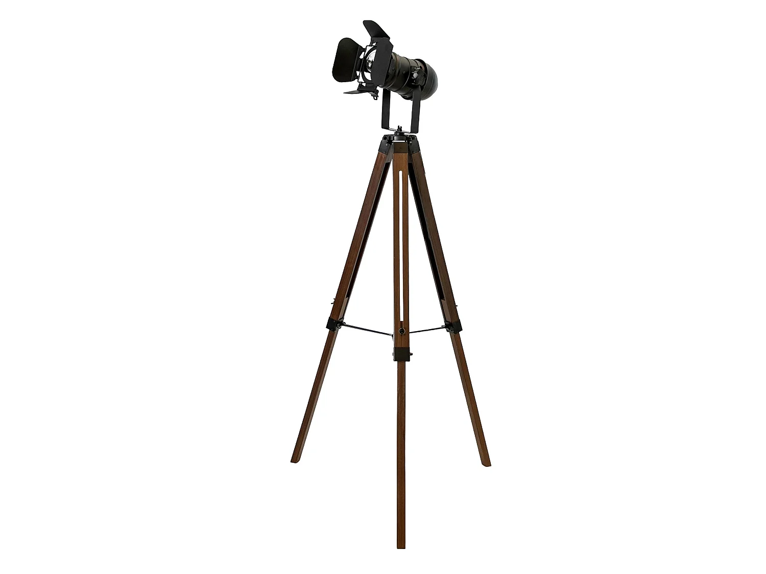 Lampadaire en acier noir et bois de pin couleur noyer 8109 THE LUMINE