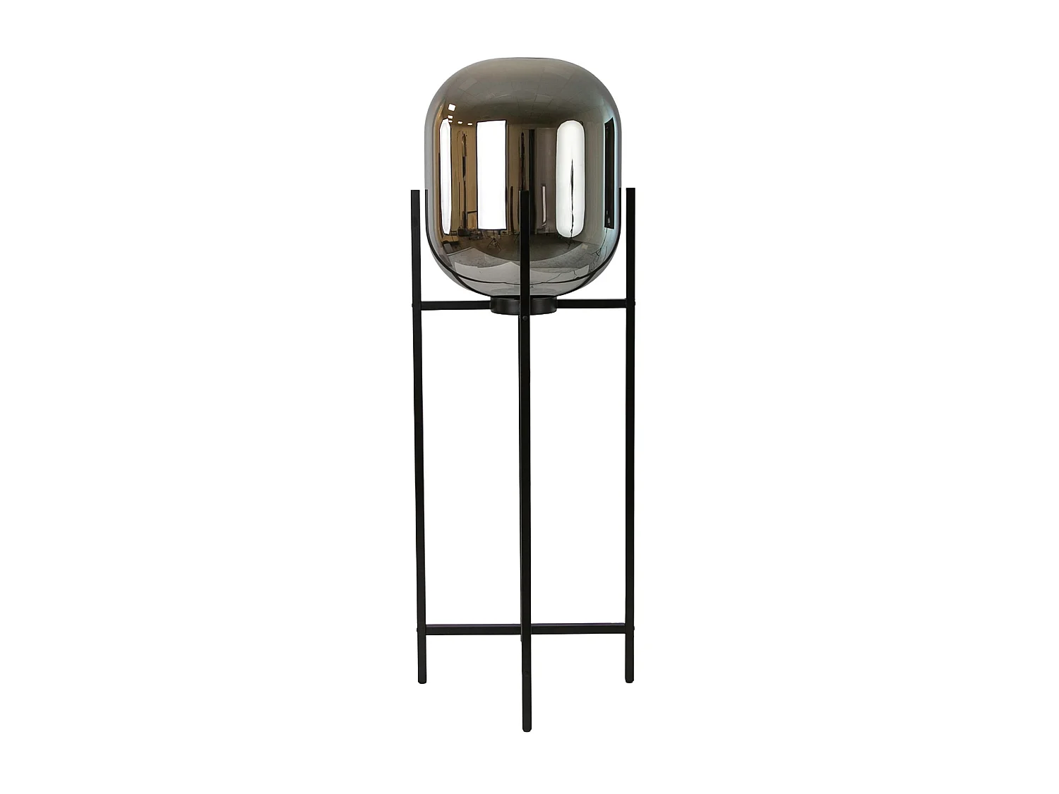 Lampadaire en verre effet miroir fumé gris et acier noir 8087 ANGEL CERDA