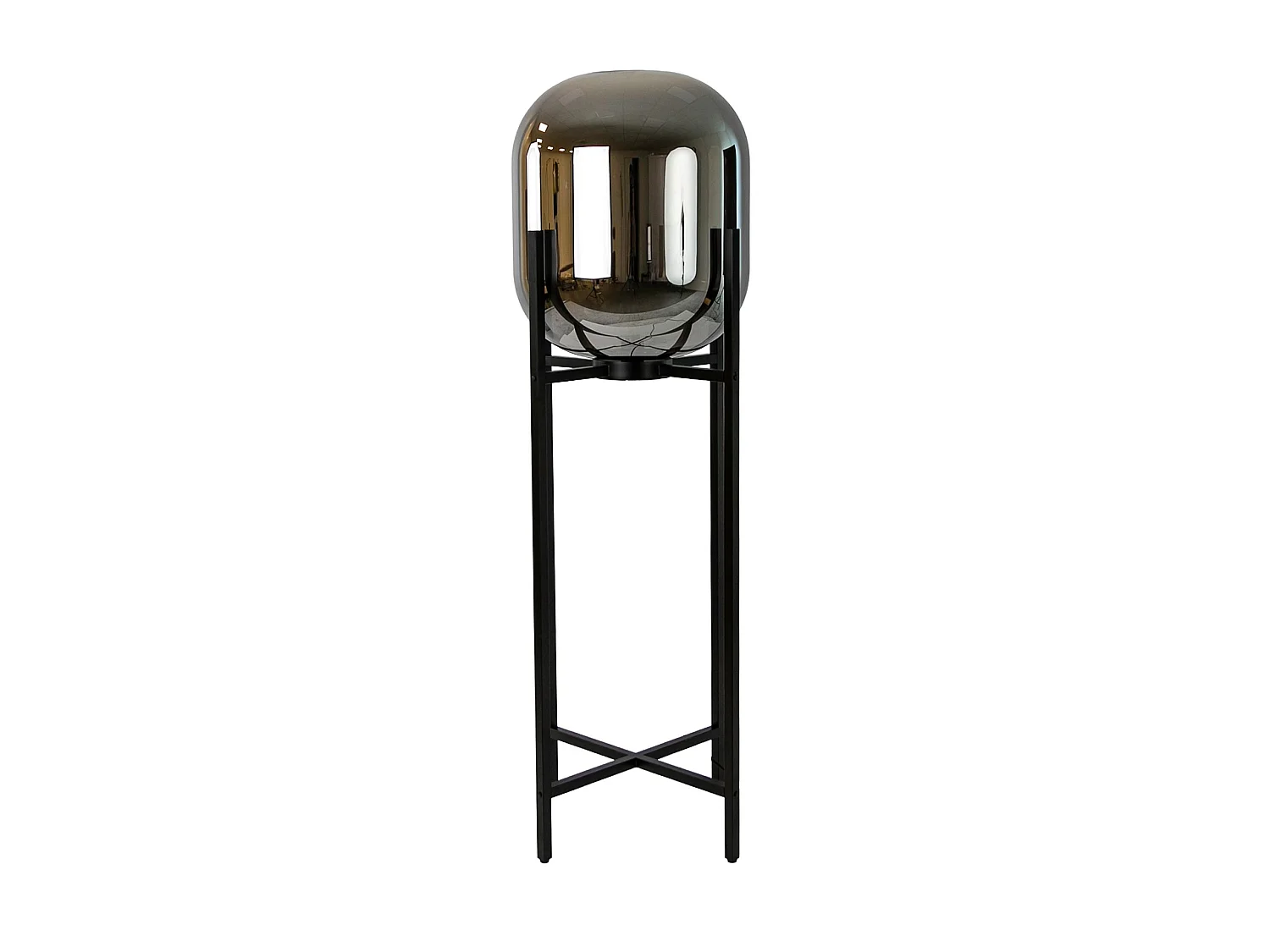 Lampadaire en verre effet miroir fumé gris et acier noir 8087 ANGEL CERDA