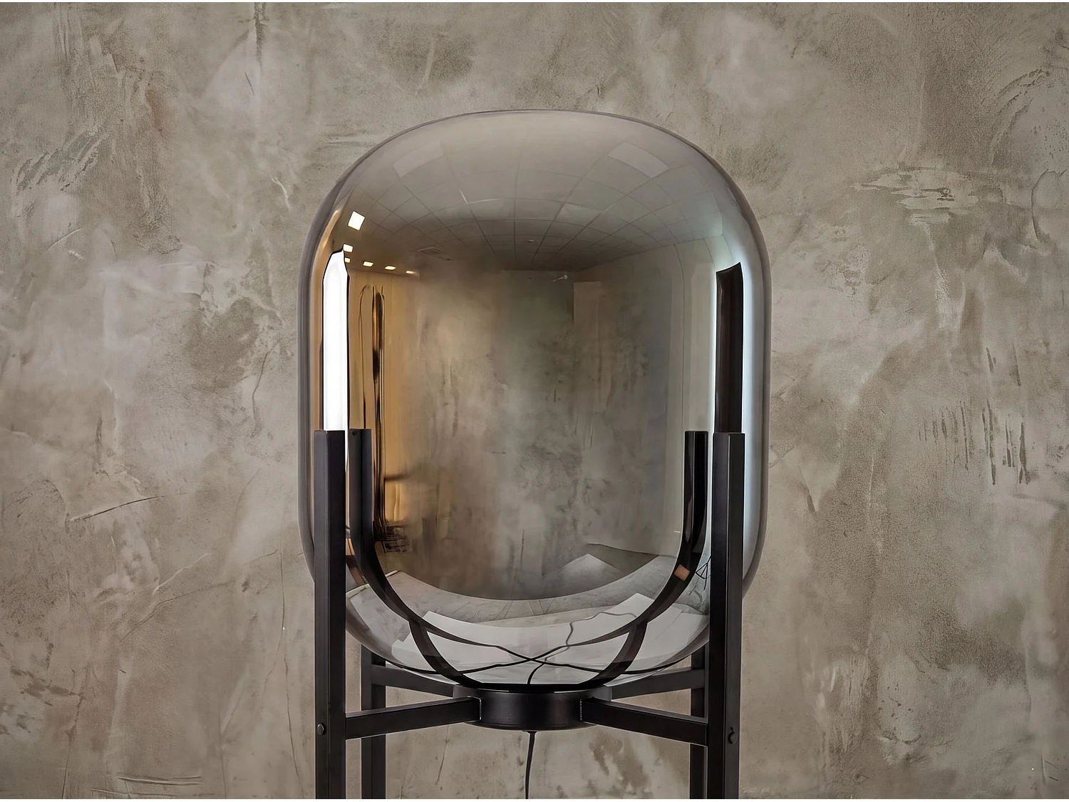 Lampadaire en verre effet miroir fumé gris et acier noir 8087 ANGEL CERDA