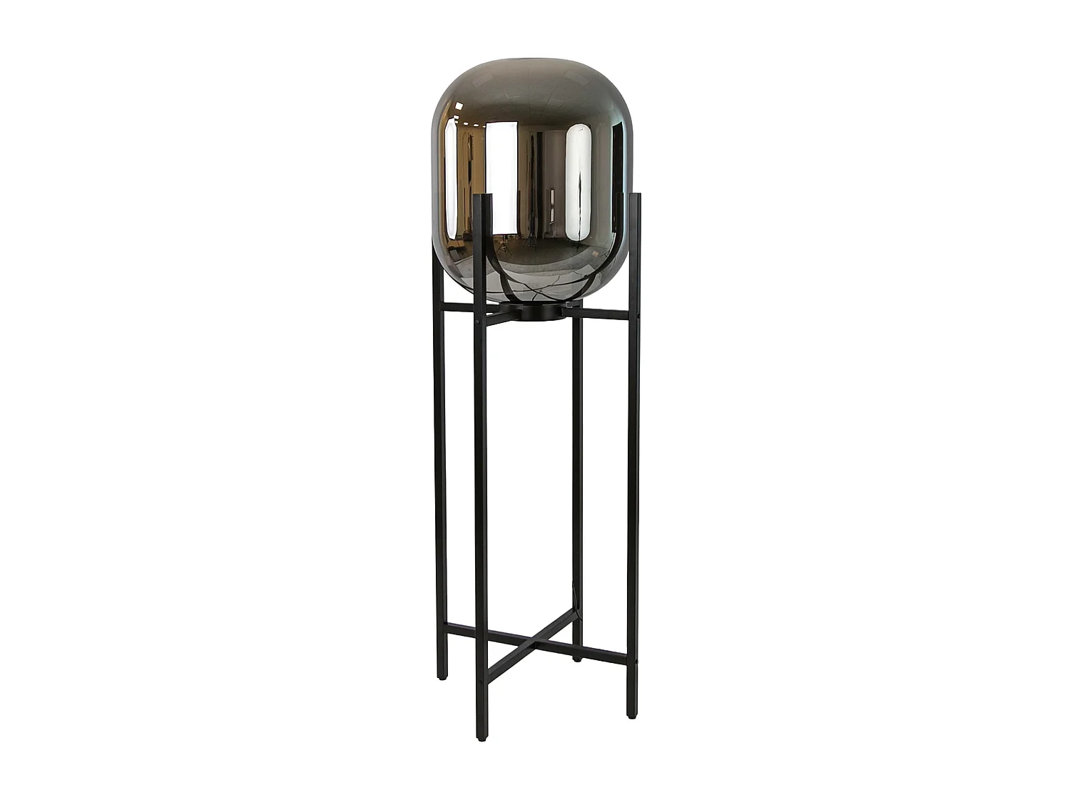 Lampadaire en verre effet miroir fumé gris et acier noir 8087 ANGEL CERDA