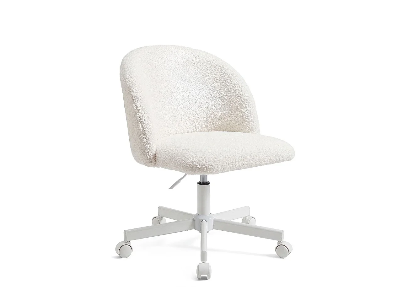 Silla de escritorio tapizada en borreguito blanco 76-89,5 cm Candy Blanco