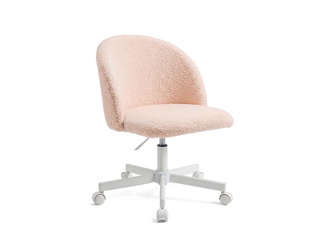 Silla de escritorio tapizada en borreguito rosa empolvado 76-89,5 cm Candy Rosa Empolvado