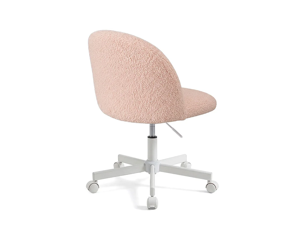 Silla de escritorio tapizada en borreguito rosa empolvado 76-89,5 cm Candy Rosa Empolvado