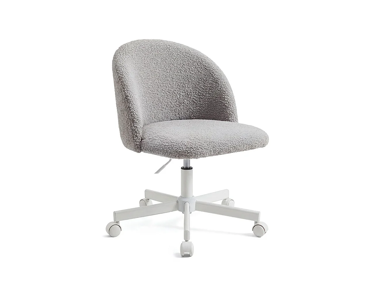 Silla de escritorio tapizada en borreguito gris claro 76-89,5 cm Candy Gris claro