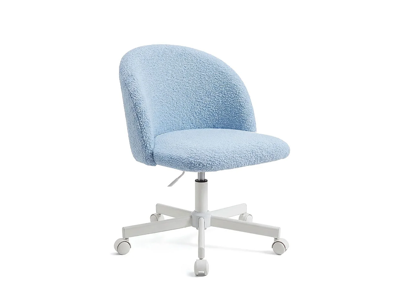 Silla de escritorio tapizada en borreguito azul claro 76-89,5 cm Candy Azul Claro