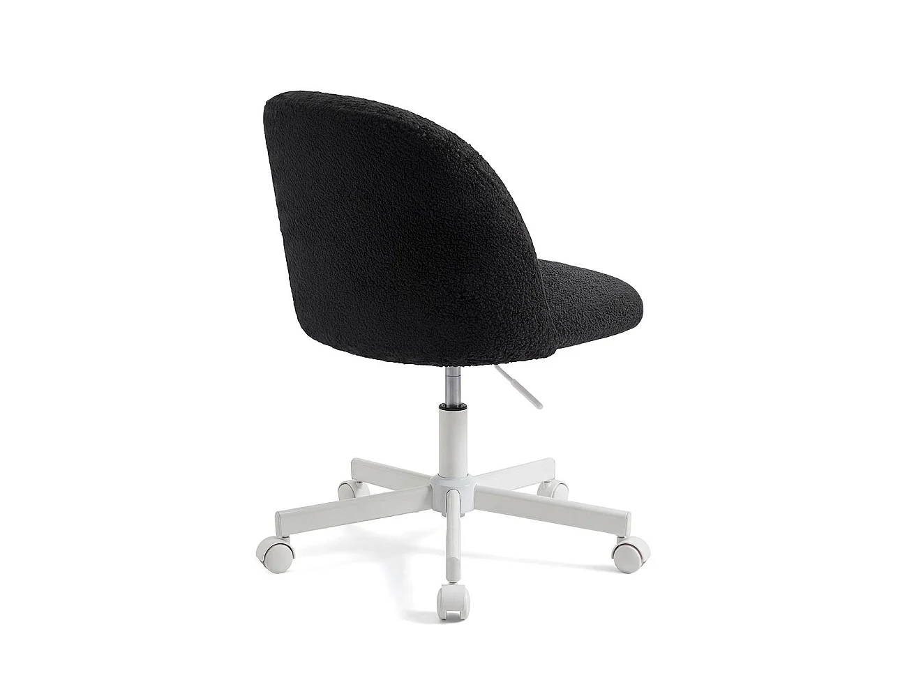 Silla de escritorio tapizada en borreguito negro 76-89,5 cm Candy Negro