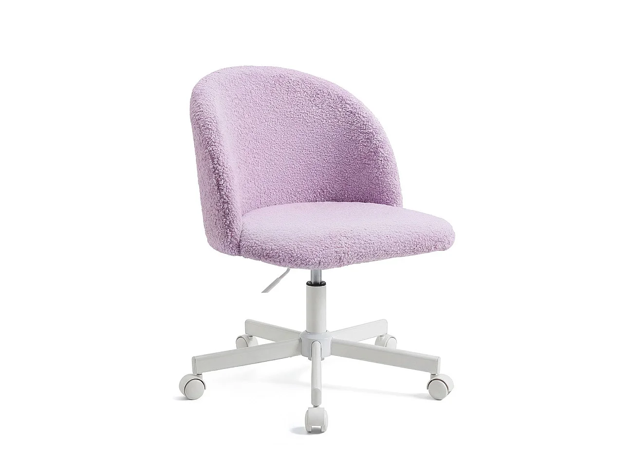 Silla de escritorio tapizada en tela bouclé 68-78 cm Candy Lila Claro