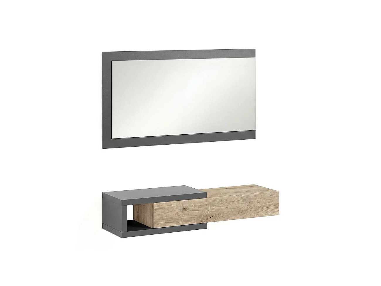 Armário de corredor Derek com espelho Gris Grafito - Alpine Oak