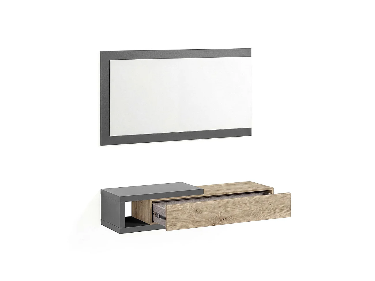Armário de corredor Derek com espelho Gris Grafito - Alpine Oak