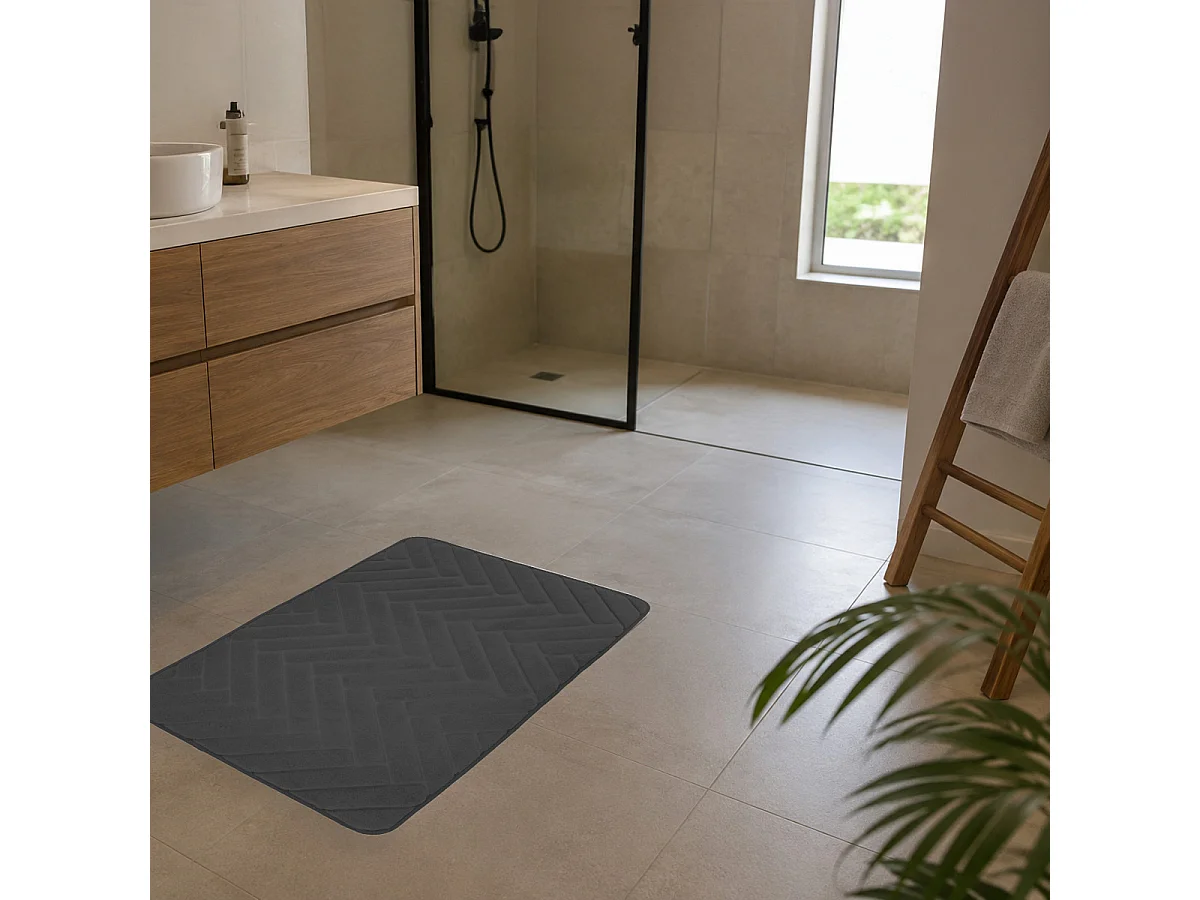Tapis de bain à Mémoire de Forme - Chevron 50x80cm