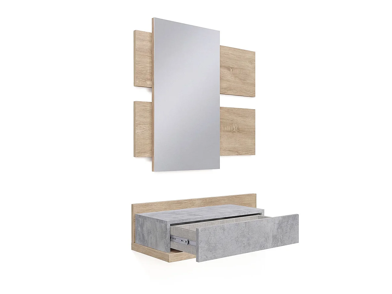Mueble recibidor Milo Roble Canadian - Gris Cemento