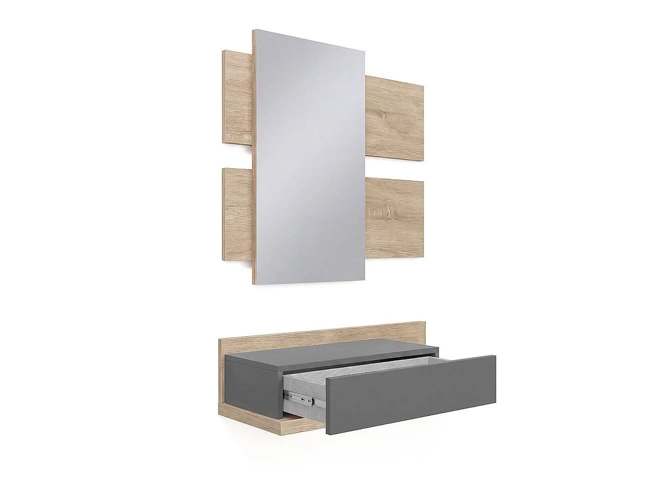 Mueble recibidor Milo Roble Canadian - Gris Grafito