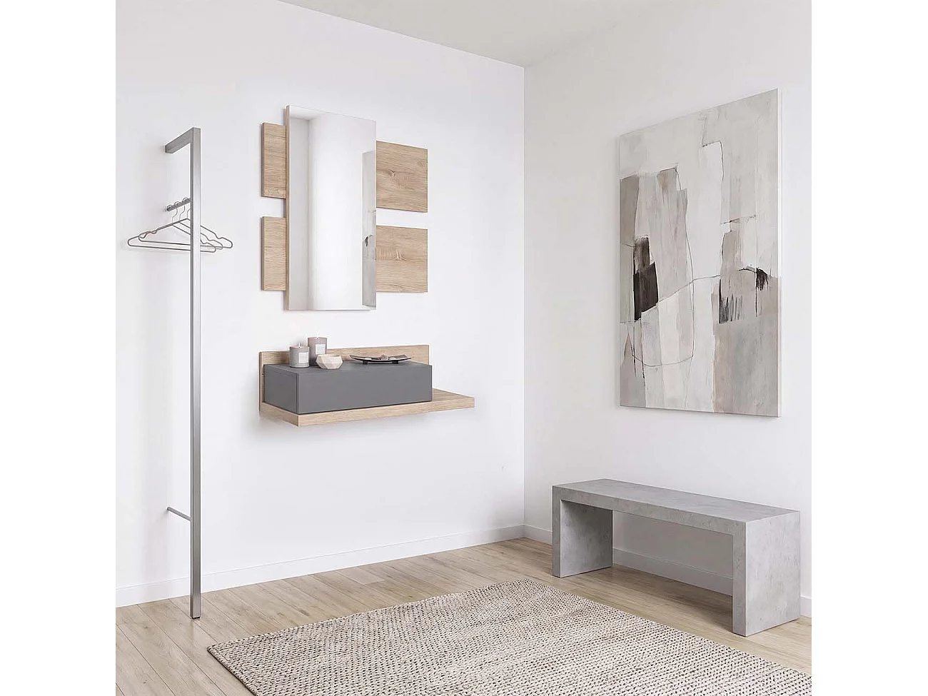 Mueble recibidor Milo Roble Canadian - Gris Grafito