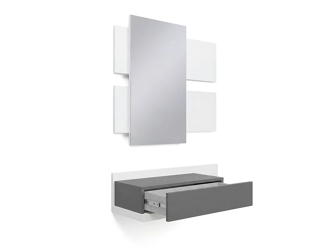 Mueble recibidor Milo Blanco Artik (Blanco Mate) - Gris Grafito