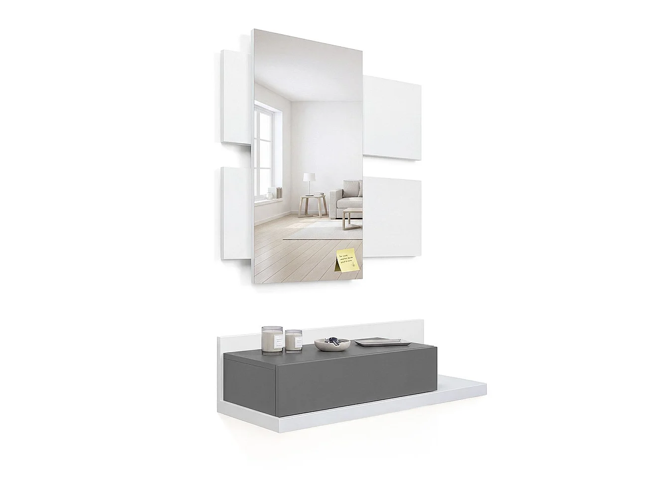Mueble recibidor Milo Blanco Artik (Blanco Mate) - Gris Grafito