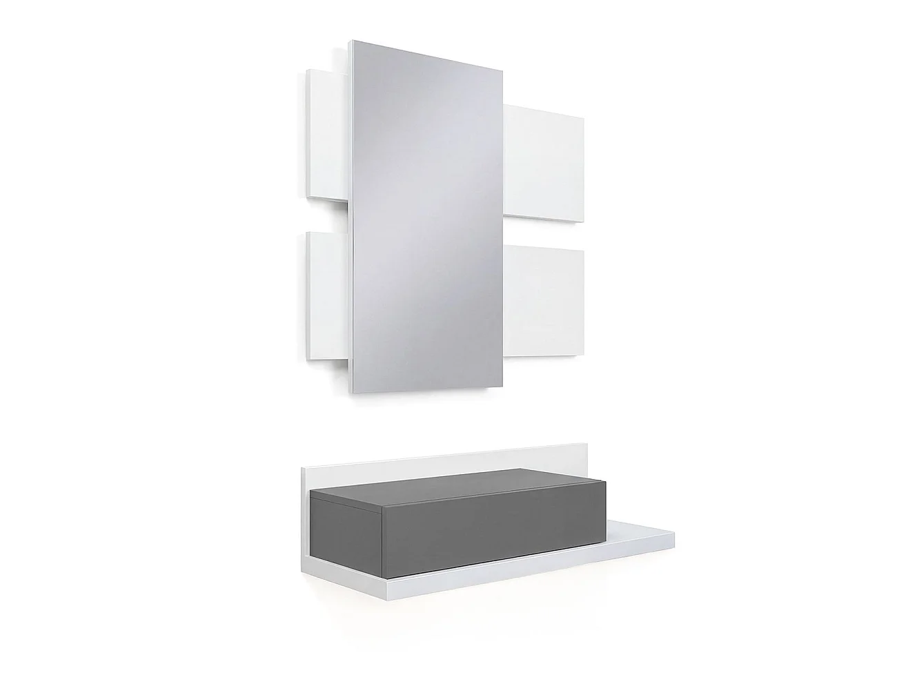 Mueble recibidor Milo Blanco Artik (Blanco Mate) - Gris Grafito