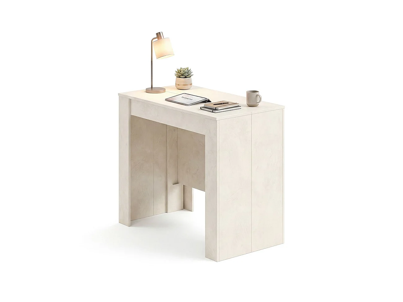 Mesa de consola extensível Denis Microcemento Beige