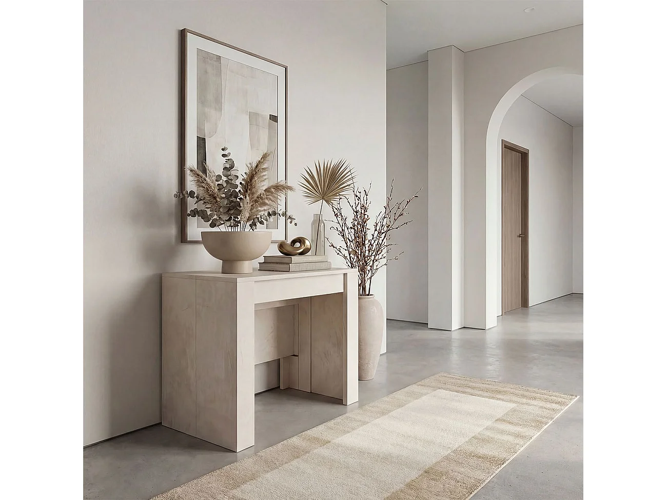 Mesa de consola extensível Denis Microcemento Beige