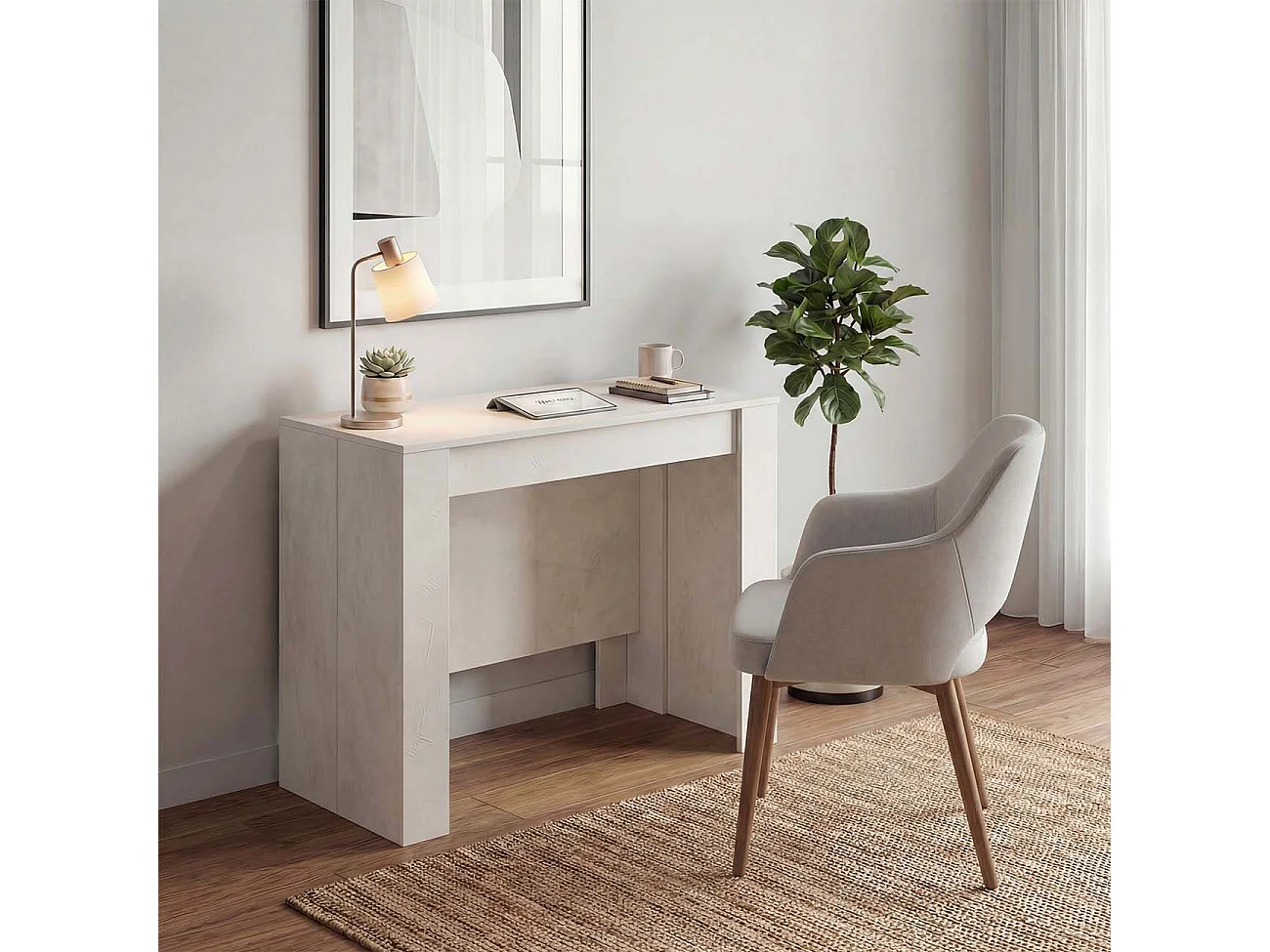 Mesa de consola extensível Denis Microcemento Beige