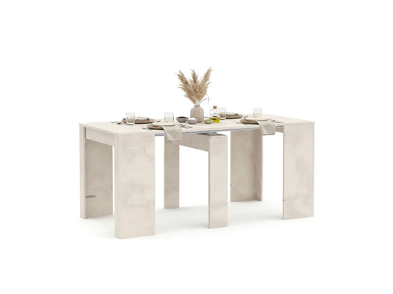 Mesa de consola extensível Denis Microcemento Beige