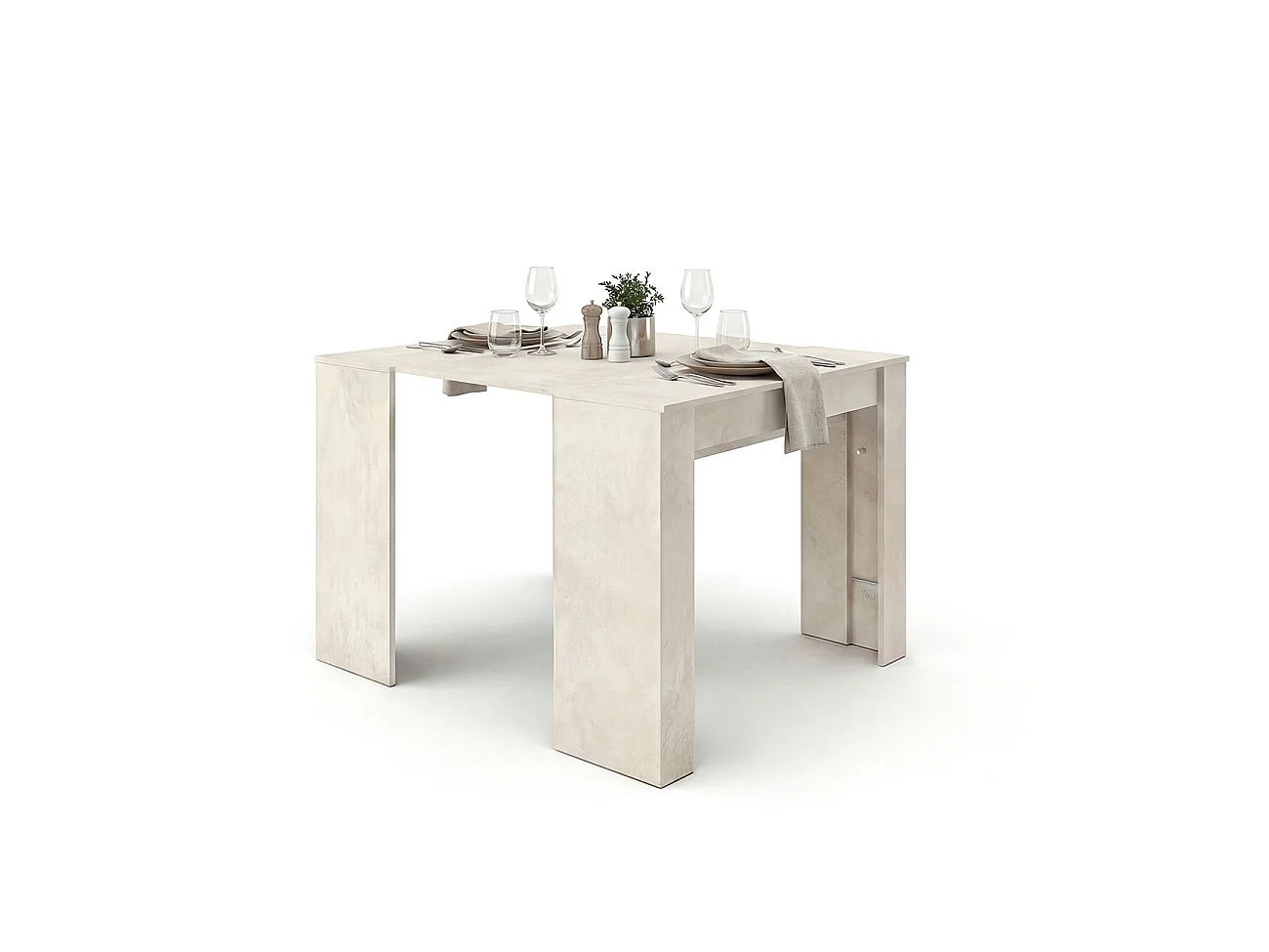 Mesa de consola extensível Denis Microcemento Beige