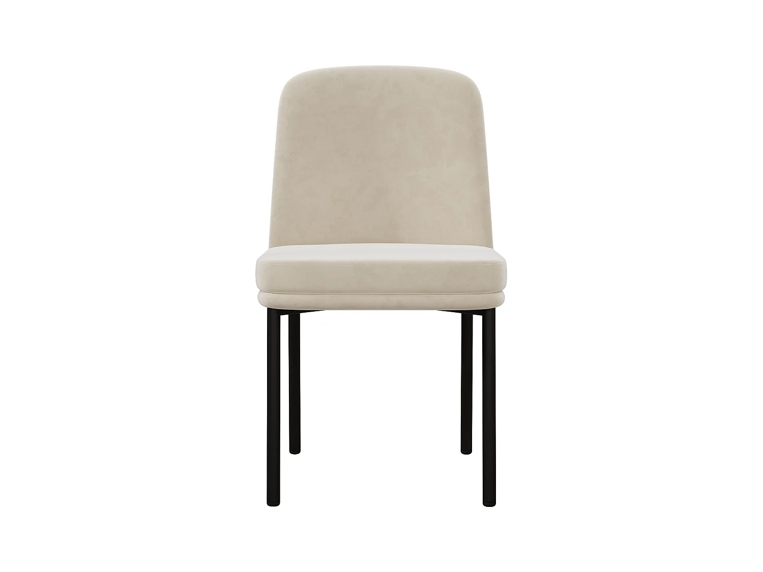 Lot de 2 chaises de salle à manger rembourrées en velours beige avec piétement métallique noir