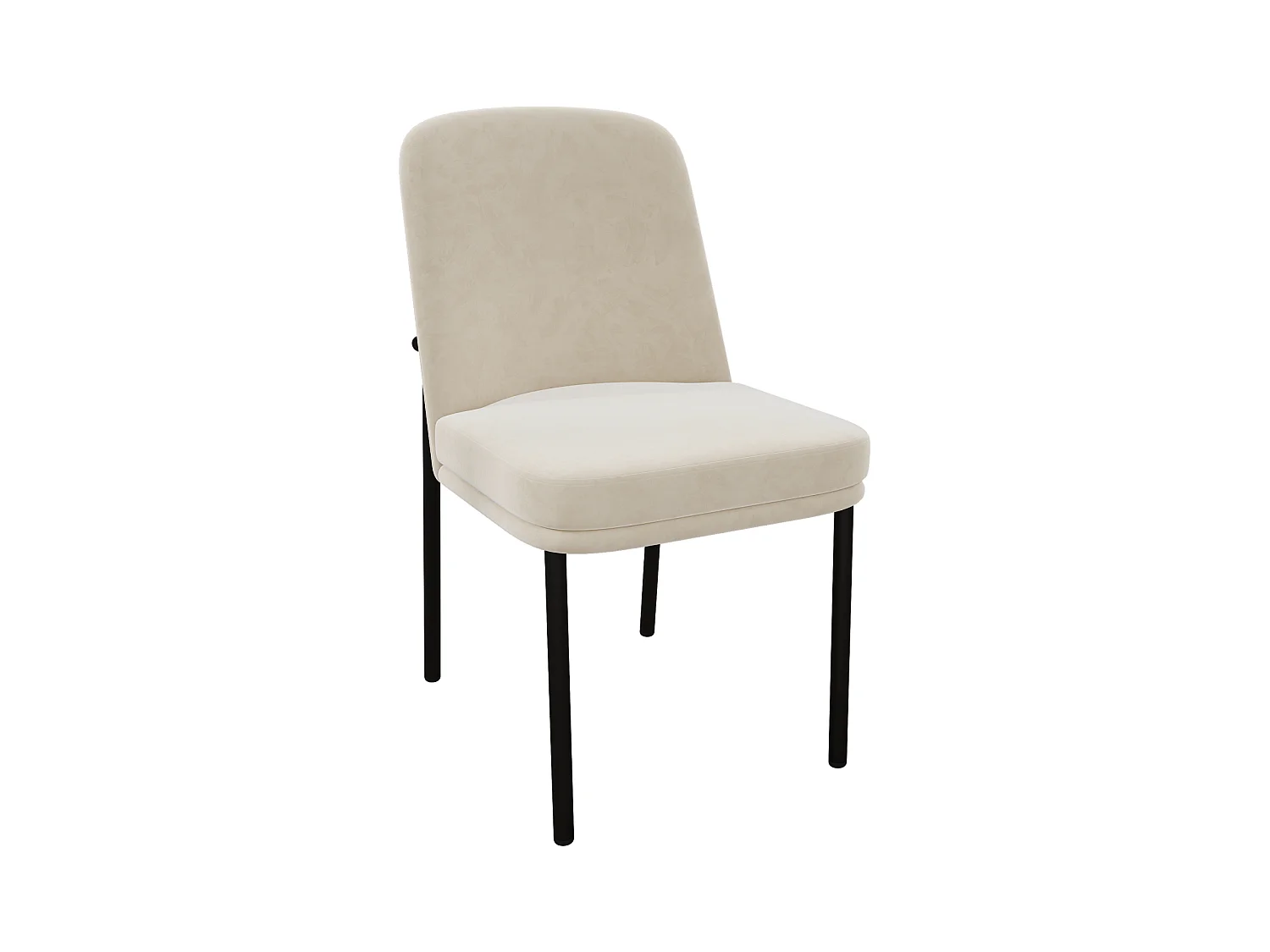 Lot de 2 chaises de salle à manger rembourrées en velours beige avec piétement métallique noir