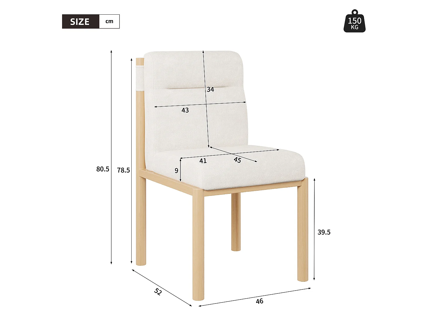 Set van 2 sherpa eetkamerstoelen in beige met metalen frame – modern design