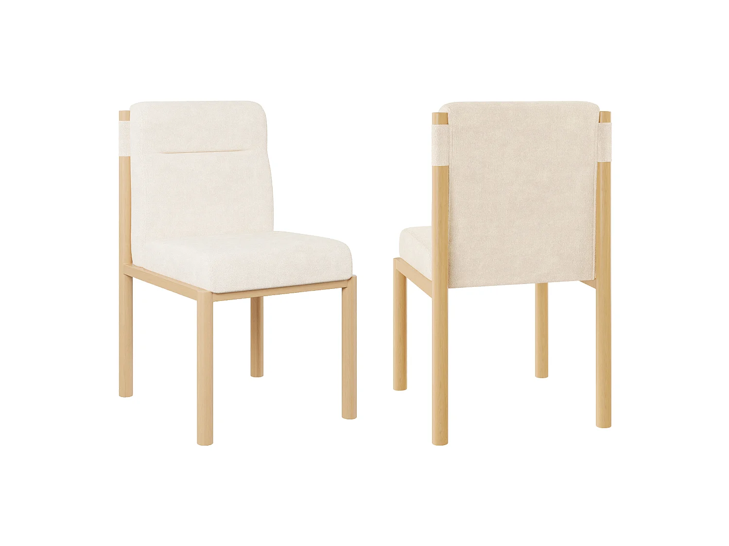 Set van 2 sherpa eetkamerstoelen in beige met metalen frame – modern design