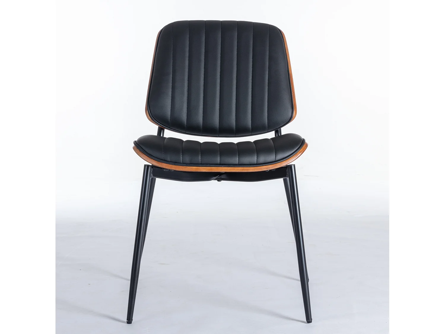 Set van 2 eetkamerstoelen met rugleuning en metalen poten – zwart PU – modern design