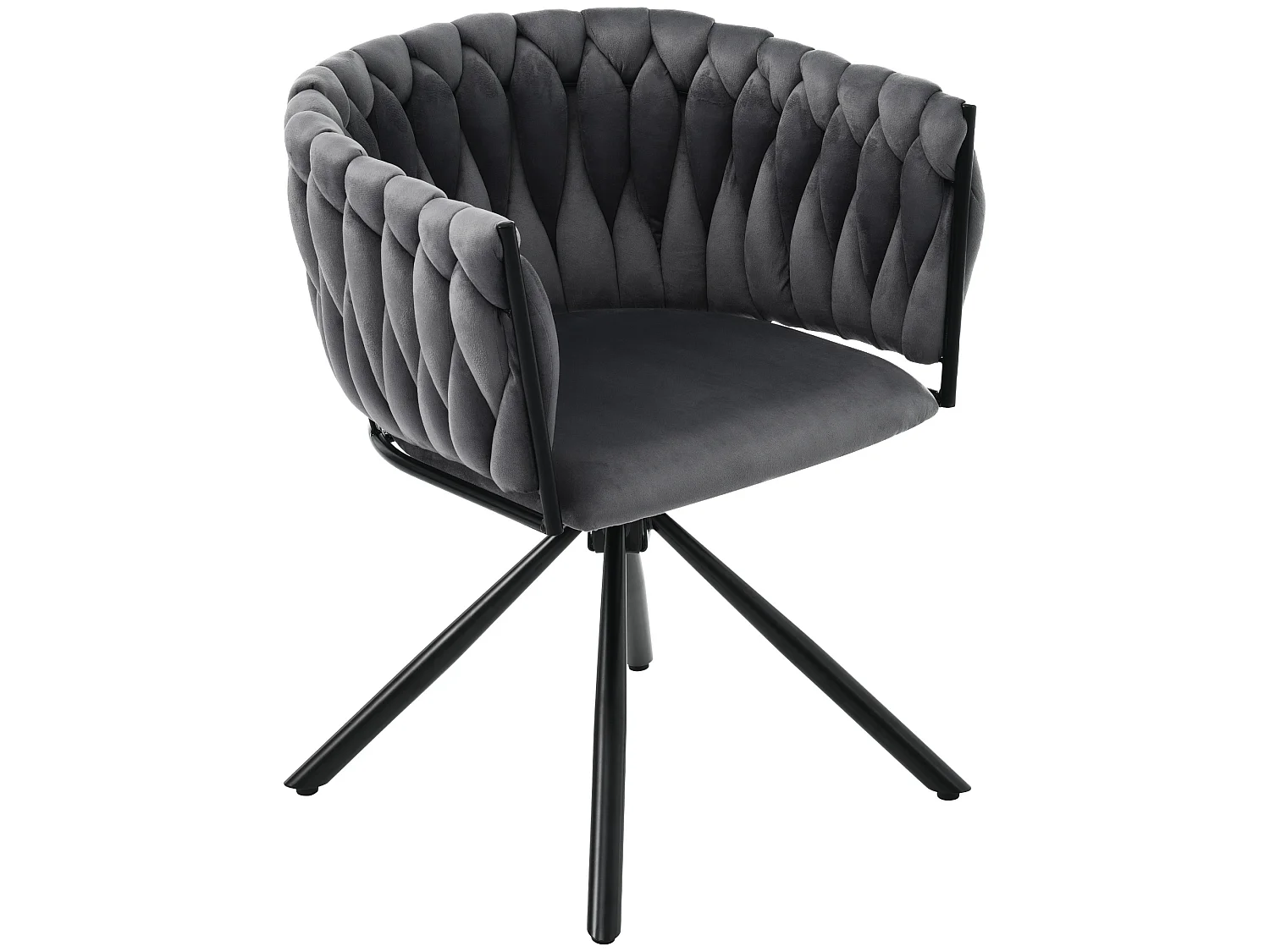 Set di 4 sedie da pranzo in velluto con base in acciaio e seduta girevole 360° – grigio – per soggiorno e sala da pranzo