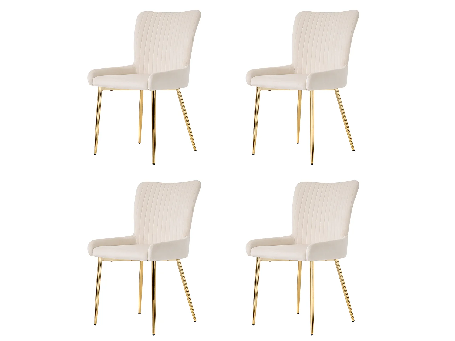 Set di 4 sedie da pranzo in velluto con gambe in metallo dorato – beige – per soggiorno e sala da pranzo