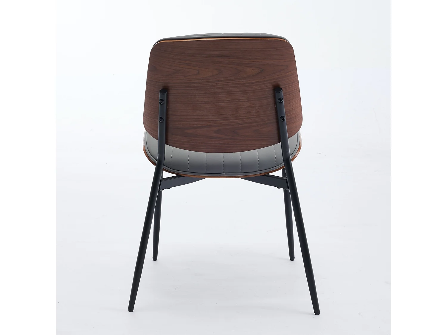 Set van 2 eetkamerstoelen met rugleuning en metalen poten – grijs PU – modern design