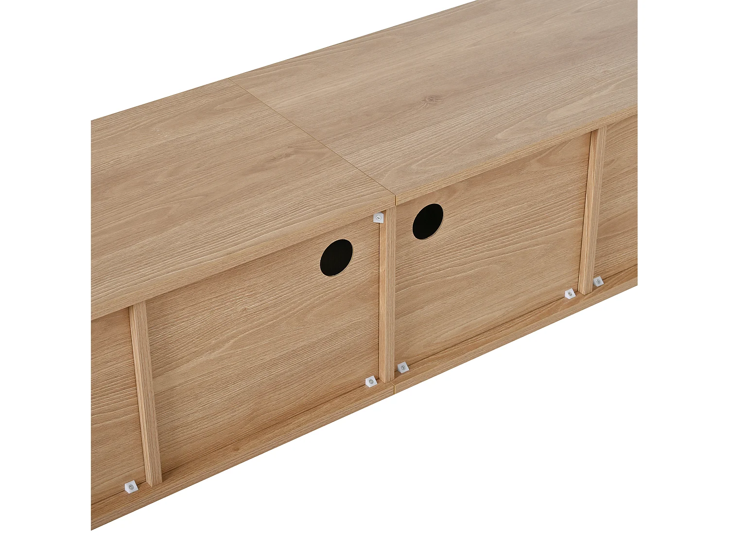 TV-Schrank Eiche 180x38x47 cm mit 4 Klapptüren, goldfarbenen Griffen, Holzfüßen