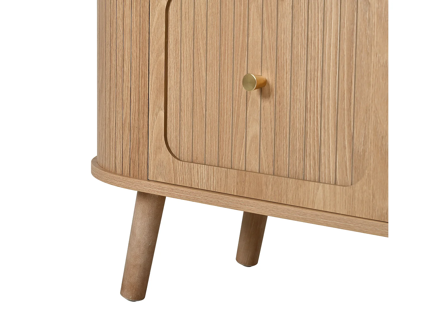 TV-Schrank Eiche 180x38x47 cm mit 4 Klapptüren, goldfarbenen Griffen, Holzfüßen