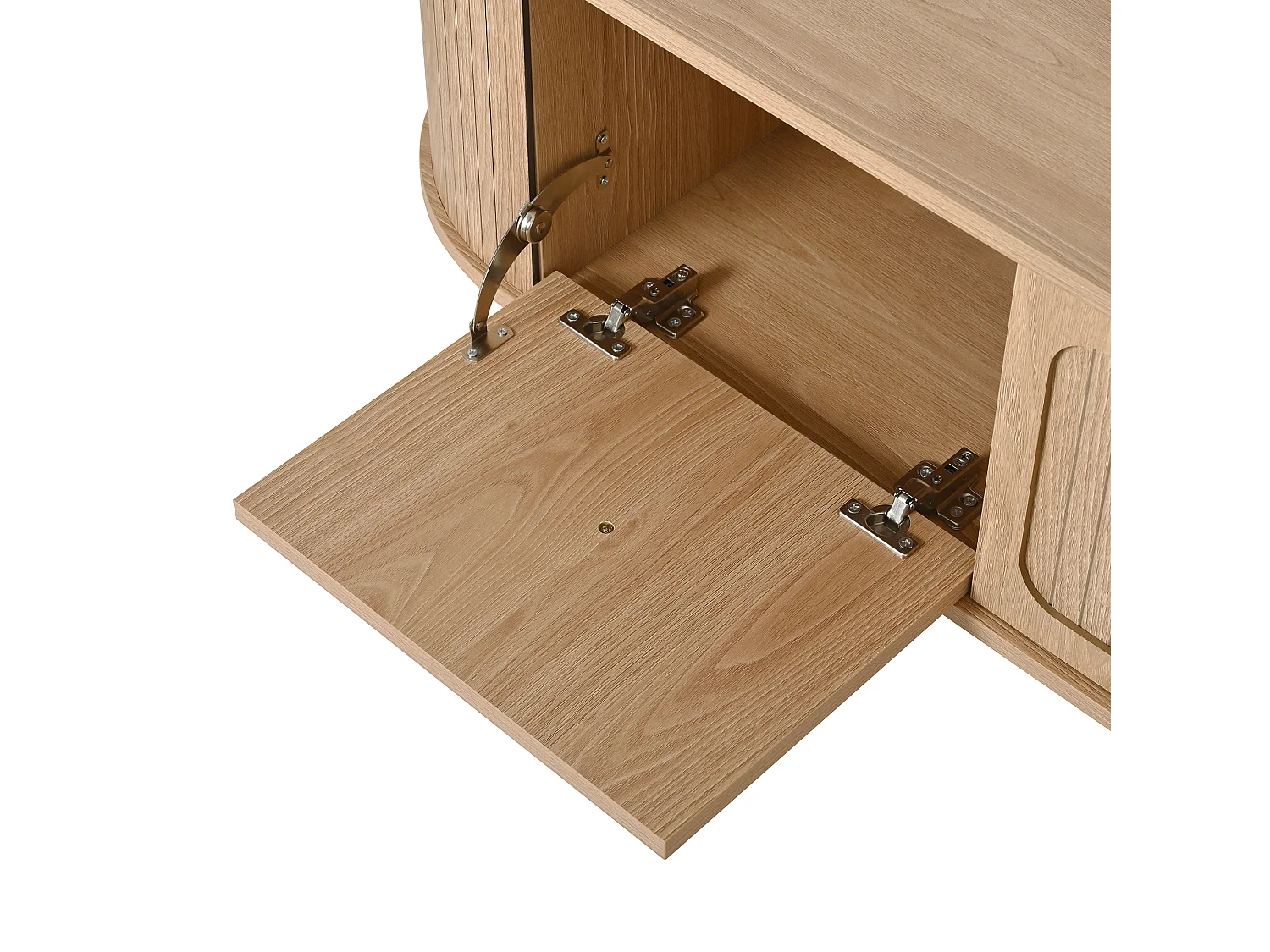 TV-Schrank Eiche 180x38x47 cm mit 4 Klapptüren, goldfarbenen Griffen, Holzfüßen